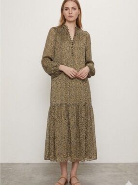 Zara Metallic Floral Print Midi Summer Dress.